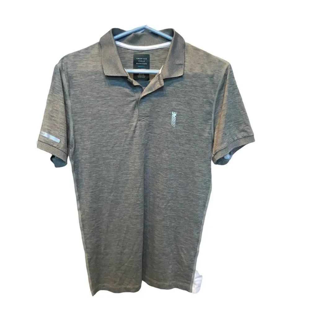 American Eagle Outfitters Polo shirt Medium gray & white NWOT